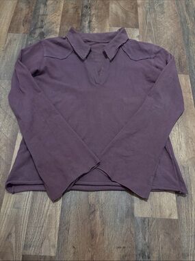 Jes MaHarry Plum Long Bell Sleeve Polo Top